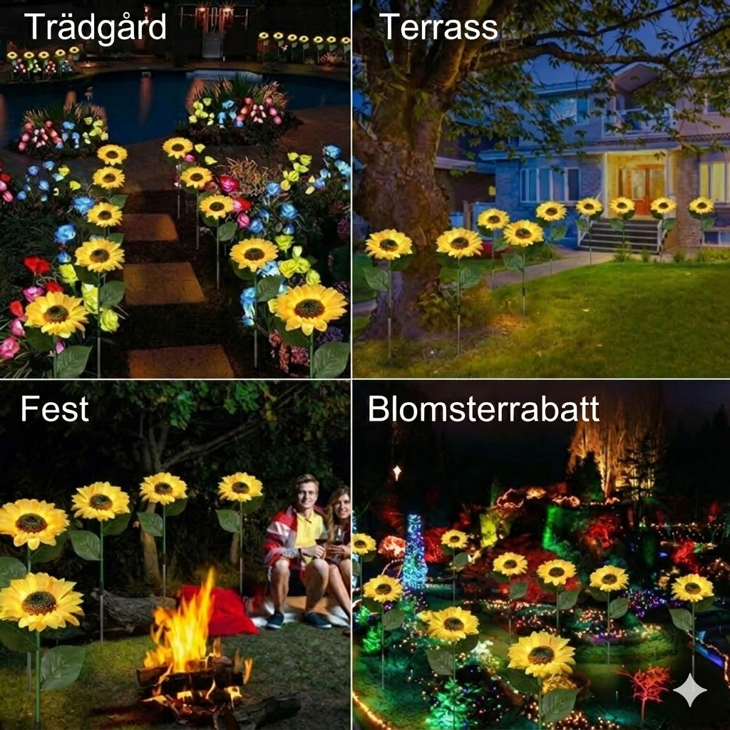 Vattentäta solenergilampor(3 Solroslampor)