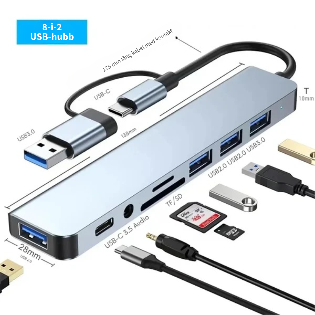 8-i-2 USB-hubb