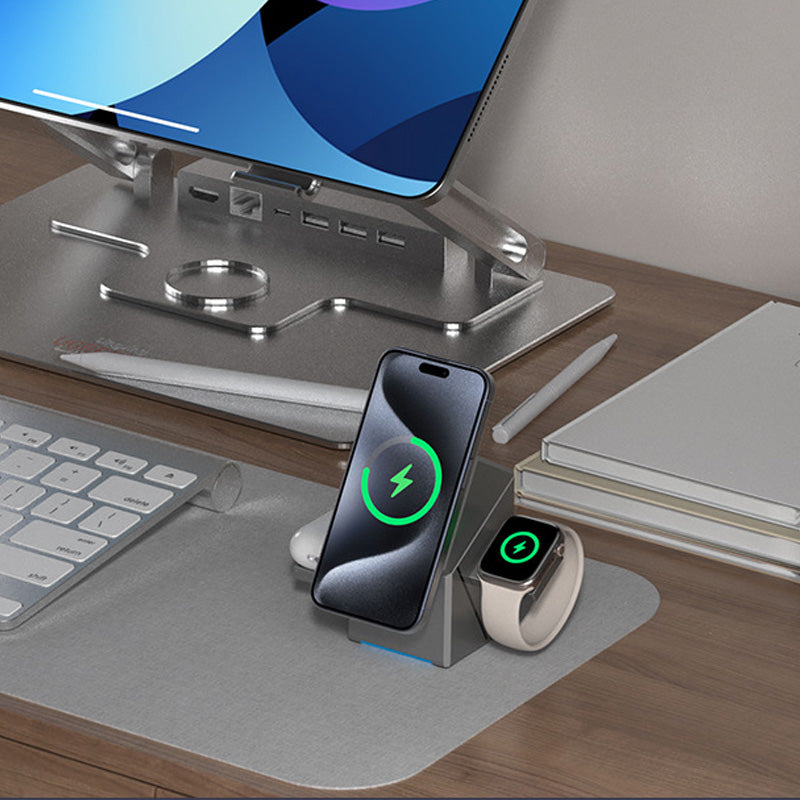3-in-1 vikbar magnetisk trådlös laddstation