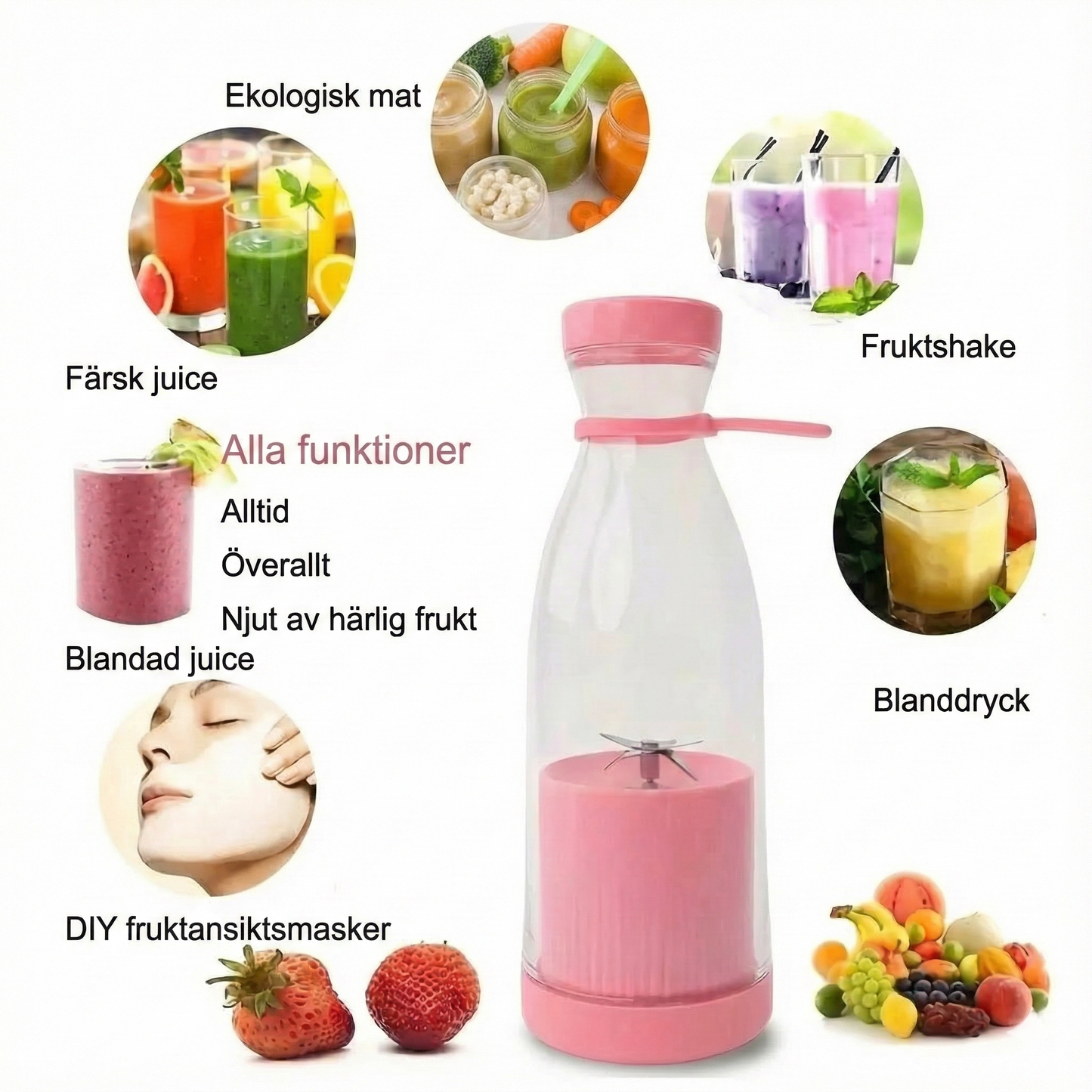 Bärbar mixer för färska safter