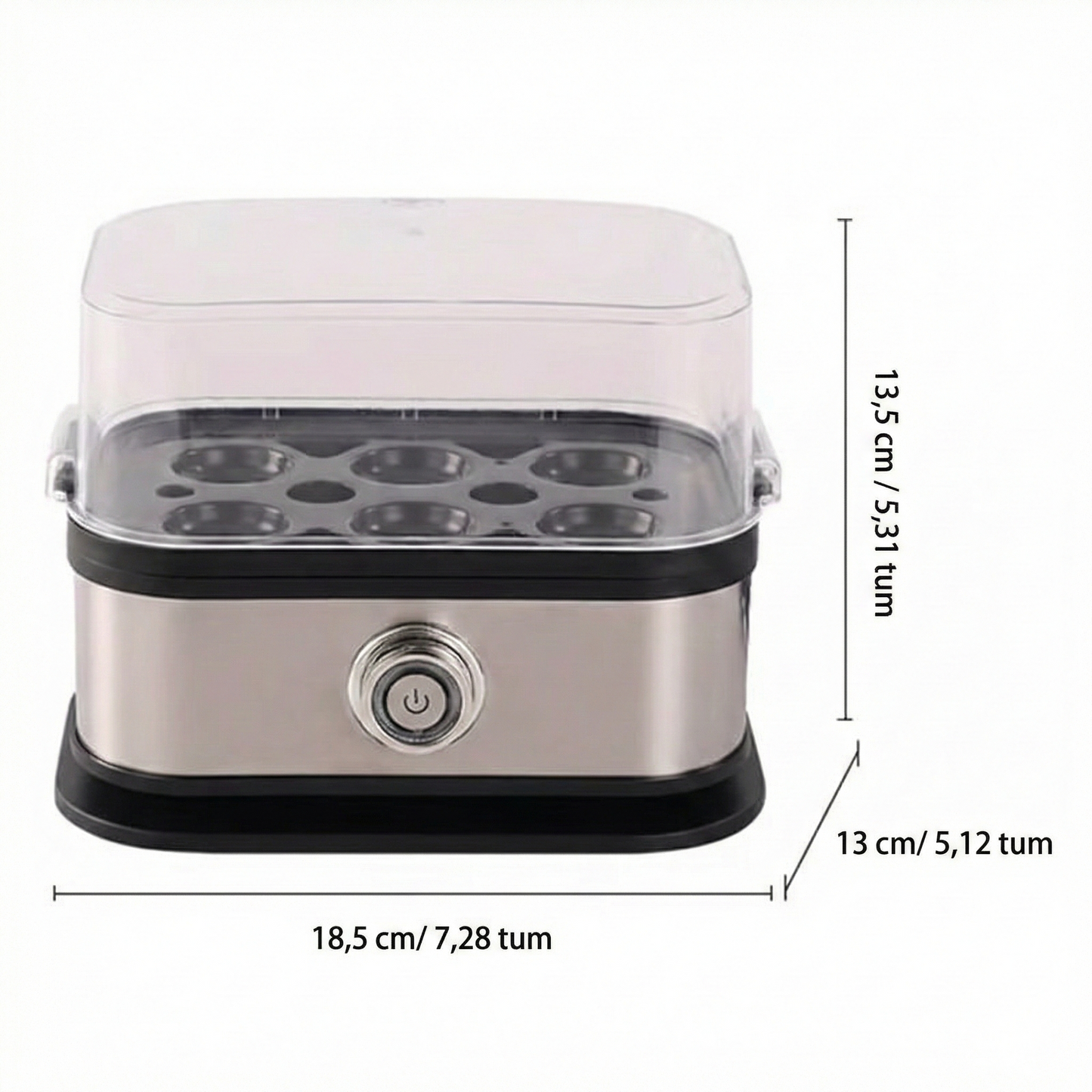 Multifunktionell äggkokare med transparent lock