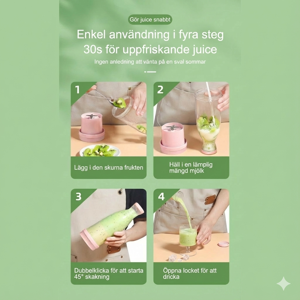 Bärbar mixer för färska safter