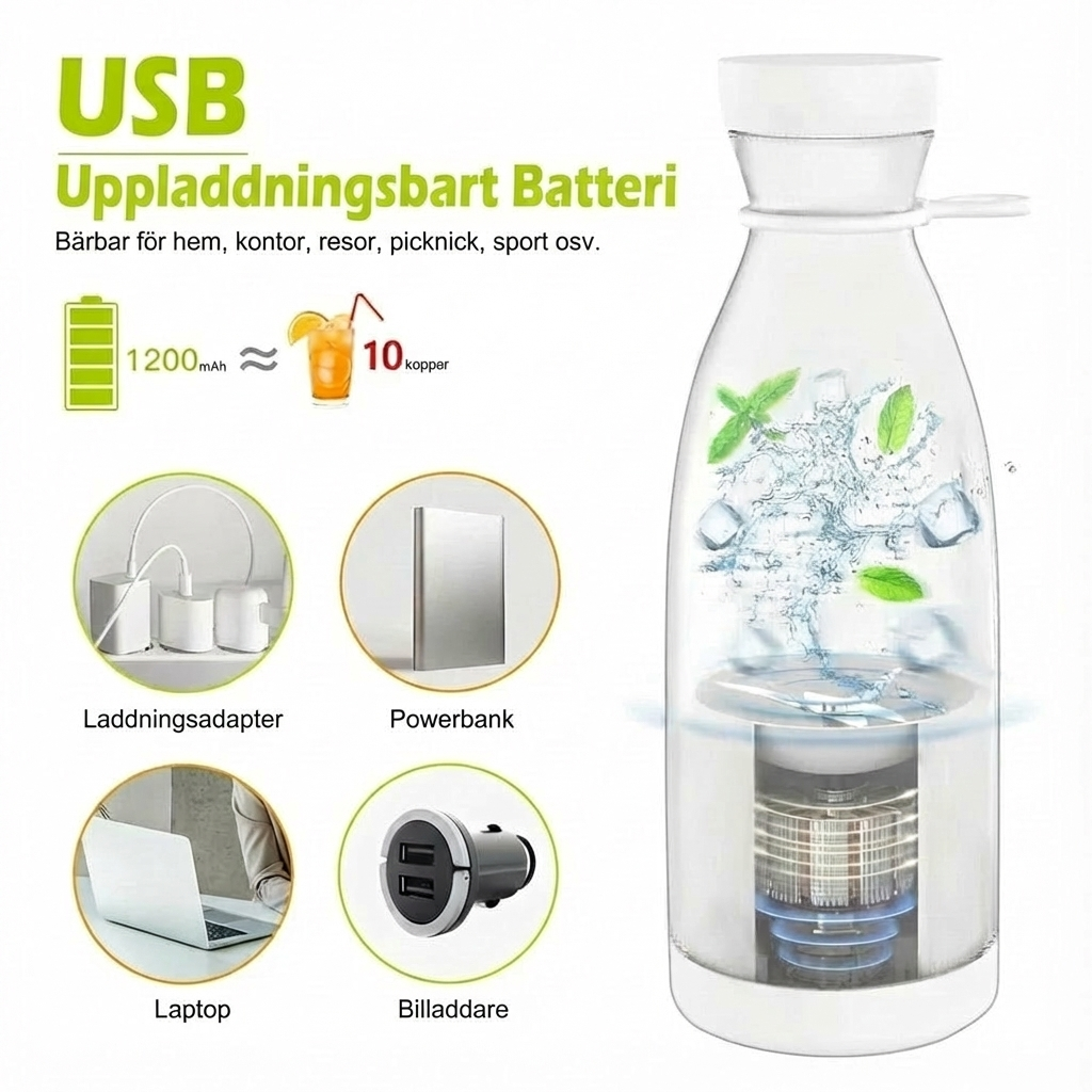 Bärbar mixer för färska safter