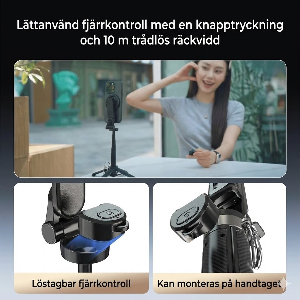4-i-1 magnetisk selfiepinne med 360° rotation
